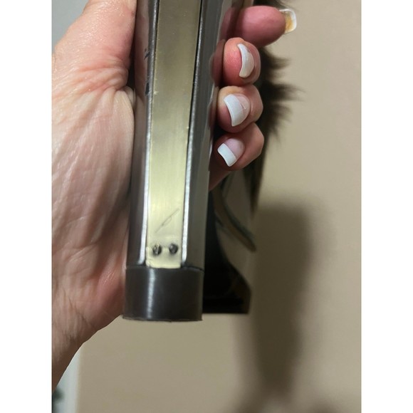 NEW- Rare Brian Atwood Taupe Faux Fur Platform Booties 8 - Picture 8 of 9